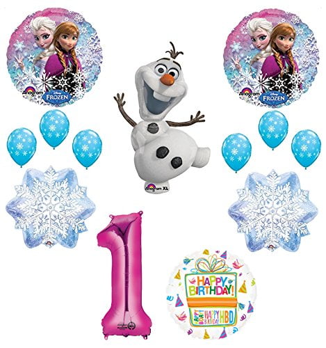 Decor One Frozen Girl Balloons Set Backdrop Elsa Decorations First Birthday Banner Frozen 1st Party Supplies