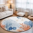 thumbnail image 2 of Round Rugs 6Ft, Orange Navy Blue Coral Round Area Rug Washable Indoor Throw Carpet, Summer Beach Coastal Ocean Soft Non Slip Circle Rug for Office Cabinet Home Decor Aesthetic, 2 of 8