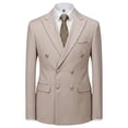 thumbnail image 4 of Beauty-Emily Men's Classic Double-Breasted Suit Set – Slim Fit Two-Piece Blazer & Pants with Gold Button Detail, Formal Business Suit for Office, Wedding & Events, 4 of 8
