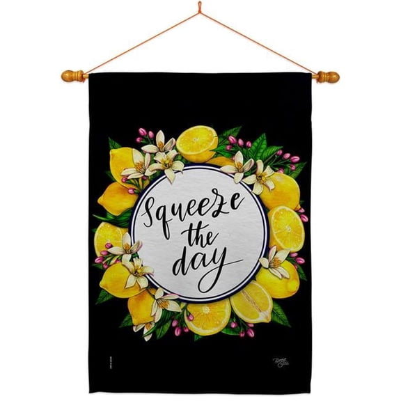 Breeze Decor HS120263-BO-03 Squeeze the Day Food Fruit 28 x 40 in. Double-Sided Decorative Vertical House Flag Set for Decoration Banner Garden Yard Gift
