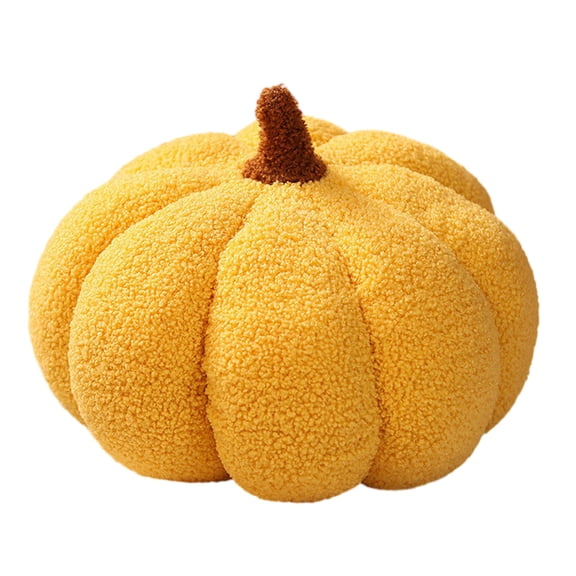 7.8" Halloween Pumpkin Plush Pillow, Soft Fleece Stuffed Pumpkins Decor Throw Pillow for Couch, Fall Thanksgiving Room Decor Gifts, Yellow