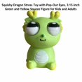 thumbnail image 2 of Squishy Dragon Stress Toy with Pop-Out Eyes, 3.15-Inch Green and Yellow Squeeze Figure for Kids Ages 3+ and Adults, Toy, 2 of 3