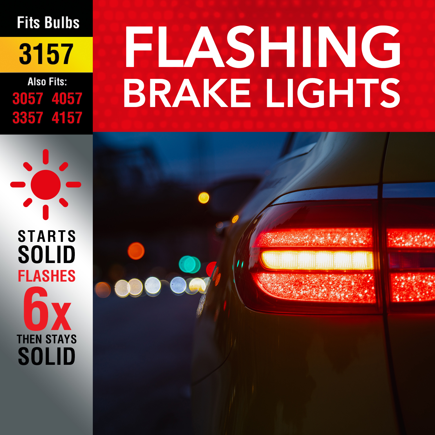 CANBUS Ready Amber T3 Series 2/4/6X 7443 LED Red Strobe Flash Blinking Brake Stop Tail Parking Light Tail Light - View #4