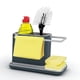 thumbnail image 3 of Caddy de plástico: organizador/almacenamiento para fregadero con escurridor integrado, soporte para esponja, cepillo, líquido para lavar platos y paño de cocina, extraíble, tamaño normal, gris, 3 of 5