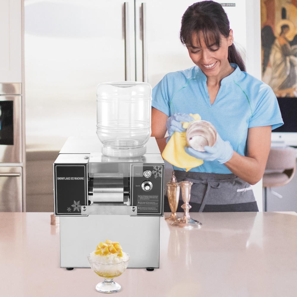 WAASOSCON 60kg Daily Output Commercial Shaved Ice Machine, 110v 60hz, Speed-Adjustable, for Dessert Stands, 18.5kg Net Weight