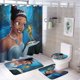 thumbnail image 1 of Juego de 4 cortinas de ducha de princesa y sapo con alfombrillas antideslizantes, tapa de inodoro y alfombrilla de baño, cortina de ducha impermeable con decoración de dibujos animados para baño con, 1 of 8