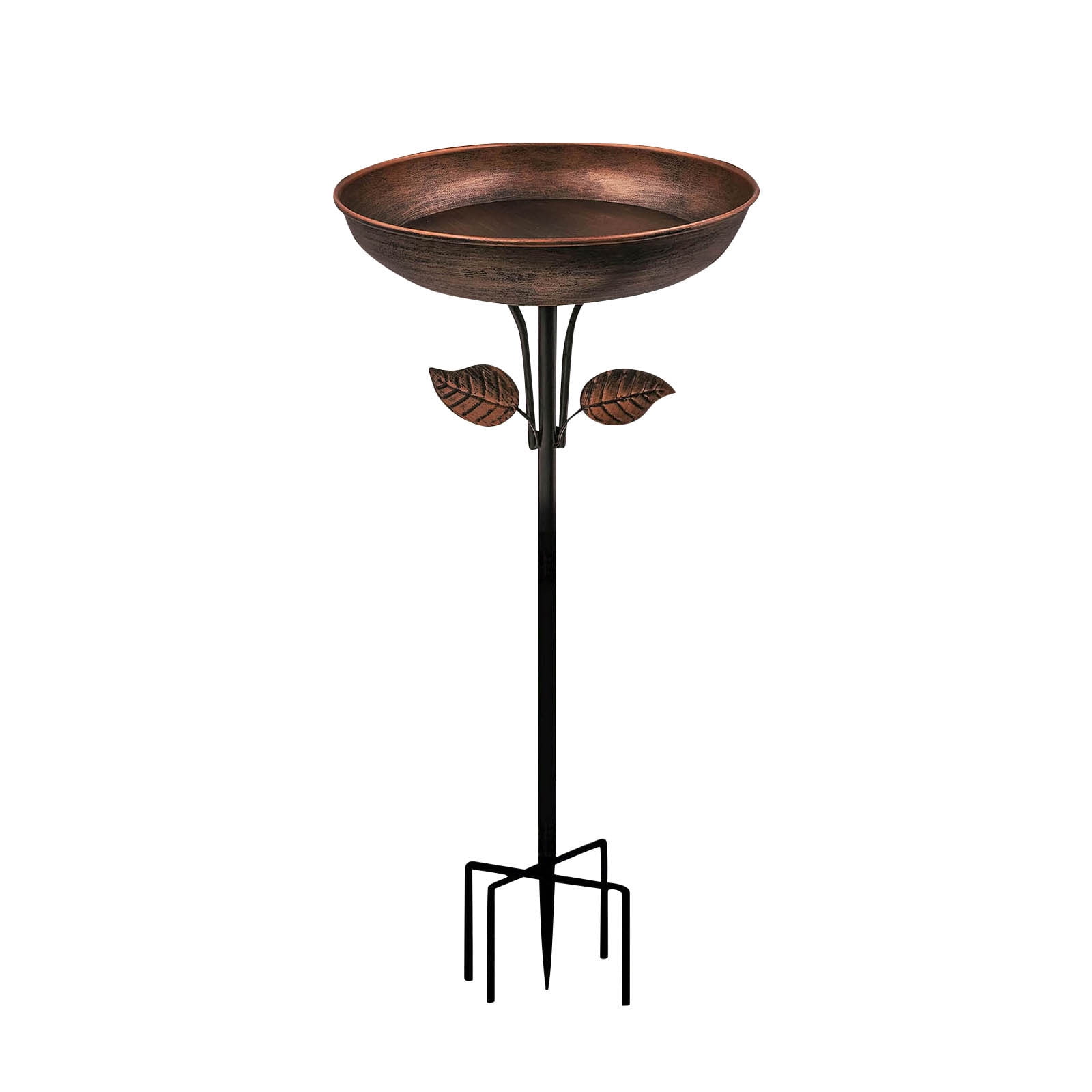 Deep Metal Bird Bath Outdoor Removable Bowl Stable Stake Easy Clean Birdbath Garden Decor Wild Bird Drinking Bathing Station Rustic Iron Art Weatherproof