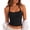 Black, variant on Carlikeit Women's Built In Bra Crop Tank Top Square Neck Spaghetti Strap Workout Yoga Cami with Removable Pads