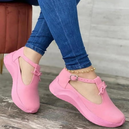 

Lhked Women s Ladies Shoes Casual Daily Buckle Closed Toe Platform Sneakers