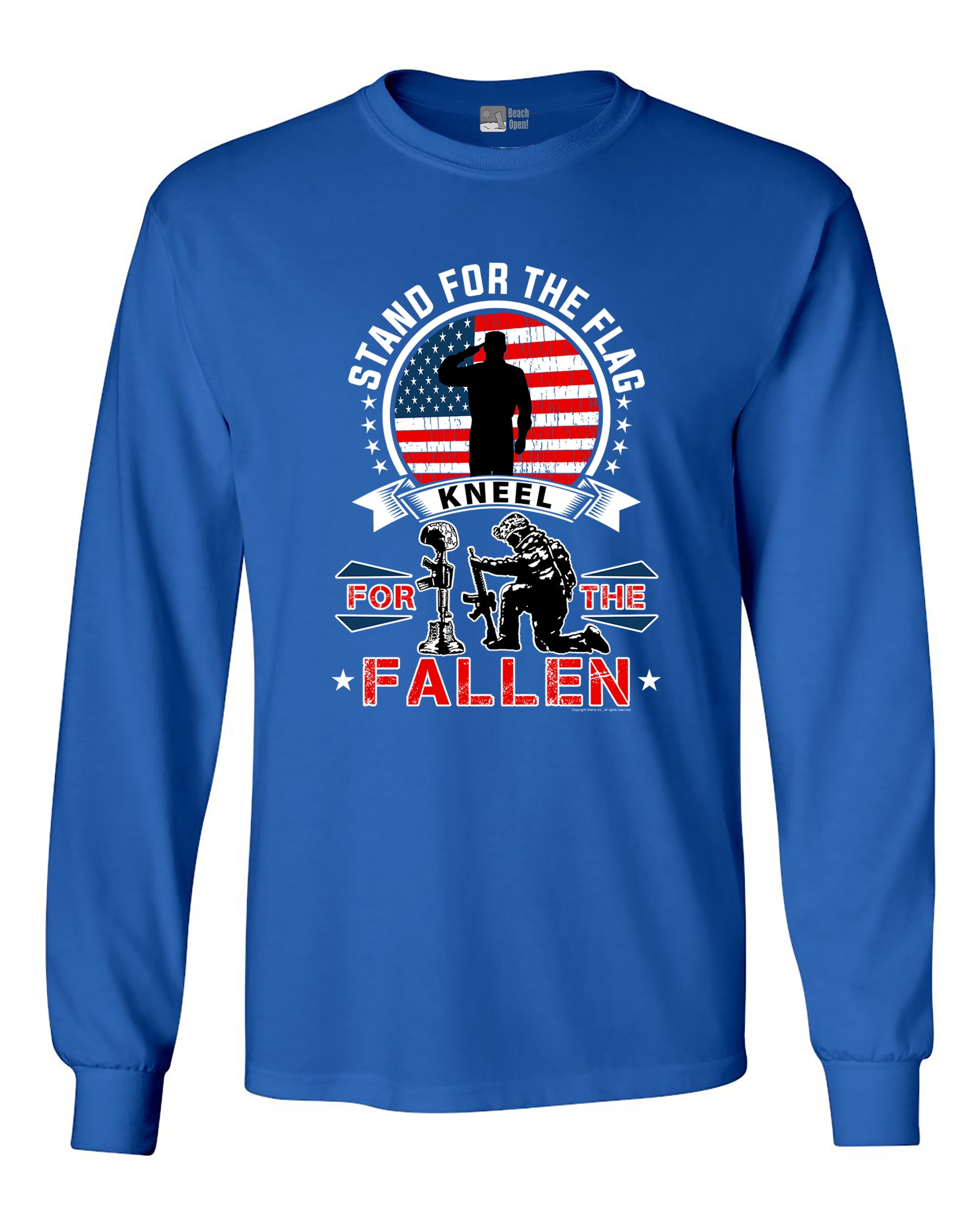 Long Sleeve Adult T-Shirt I Stand For The Flag Kneel For The Fallen USA DT