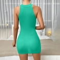 thumbnail image 4 of Wycnly Dresses for Women Party Club Knitted Cotton Sexy Bodycon Tank Mini Dresses Round Neck Sleeveless Solid Summer Short Formal Dress Green l, 4 of 4