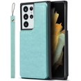 thumbnail image 3 of for Samsung Galaxy S21 Ultra 5G Case,[ Credit Card Holder & Slot Wallet Case ] Back Shell Leather Cover Shockproof Protective Case with Strap(6.8")-Green, 3 of 8