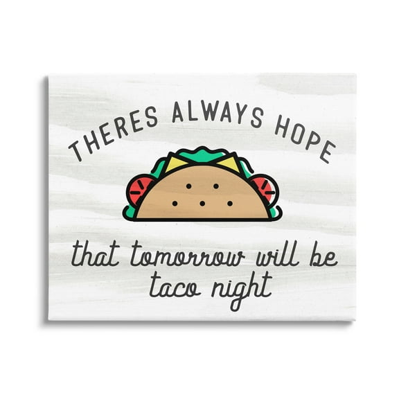 Stupell Industries Always Hopeful Taco Night Funny Kitchen Sign ,20 x 16, Design by Daphne Polselli