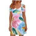 thumbnail image 2 of Danhjin Women's Summer Dresses Sleeveless Floral Sundress Elastic Waist Ruffle Casual Loose V Neck Tank Dresses, 2 of 6