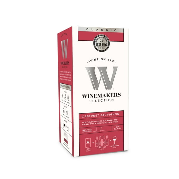 Winemakers Selection Classic Series Cabernet Sauvignon California Red Wine, 3L Bag in Box, 13% ABV