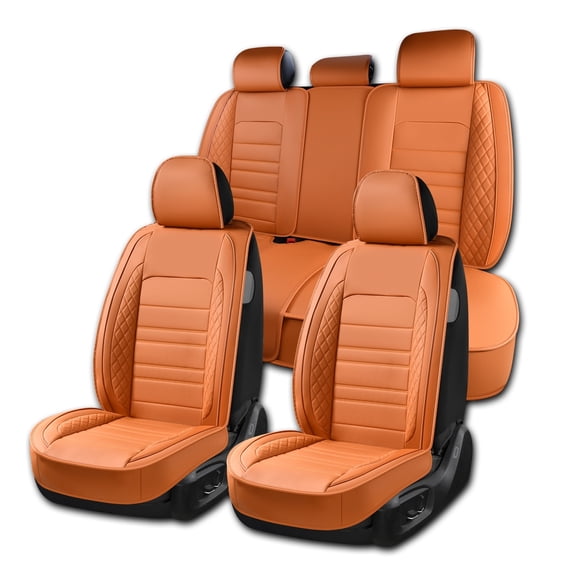 2025 Car Seat Cover for Hyundai Tucson , PU Leather 5 Piece Full Set Waterproof & Dustproof Protect & Upgrade Car Seats, Orange Car Seat Covers, Airbag-Compatible