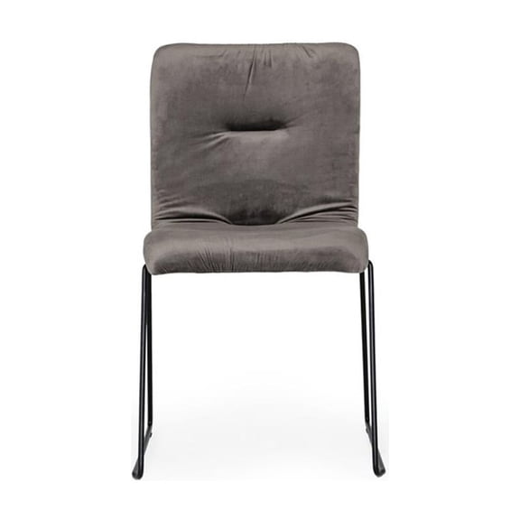 Pemberly Row Fabric Dining Chairs in Dark Gray and Black Metal (Set of 2)