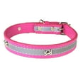 thumbnail image 3 of Dog Collar Reflective Metal Buckle PU Leather Pink sz Small Neck 11" - 14", 3 of 3