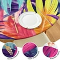 thumbnail image 4 of Colorful Tropical Leaf Pattern Round Fitted Tablecloth with Elastic Edge,Dining Table Cover Waterproof,Outdoor Round Tablecloth for Camping,Dining,Indoor and Outdoor, 4 of 7