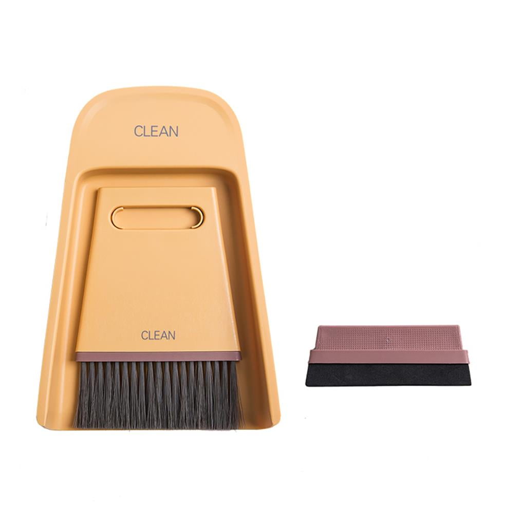 keepw Mini Broom Dustpan Set Desktop Broom Dust Pan Tiny Dustpan Brush Set For Cleaning Table Countertop Keyboard Yellow