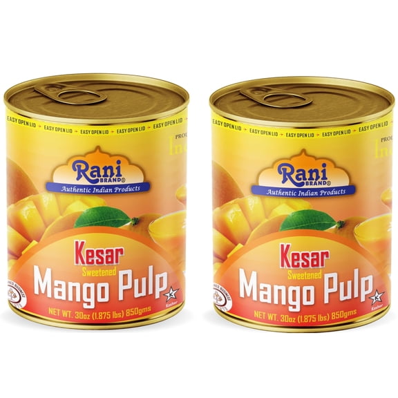 Rani Mango Pulp Puree (Makes Mango Lassi Shakes) Kesar Sweetened 30oz (1.875lbs) 850g Pack of 2 ~ Kosher | All Natural | NON-GMO | Vegan | No colors | Gluten Friendly | Indian Origin