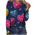 thumbnail image 5 of Craaazy Valentine T-Shirts for Women Casual Long Sleeve Heart Printed Tops Fashion Round Neck Shirts Gifts, 5 of 5