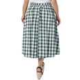 thumbnail image 4 of DARING DIVA Women's Plus Plaid Maxi High Waisted A Line Skirt 1X Green, 4 of 6