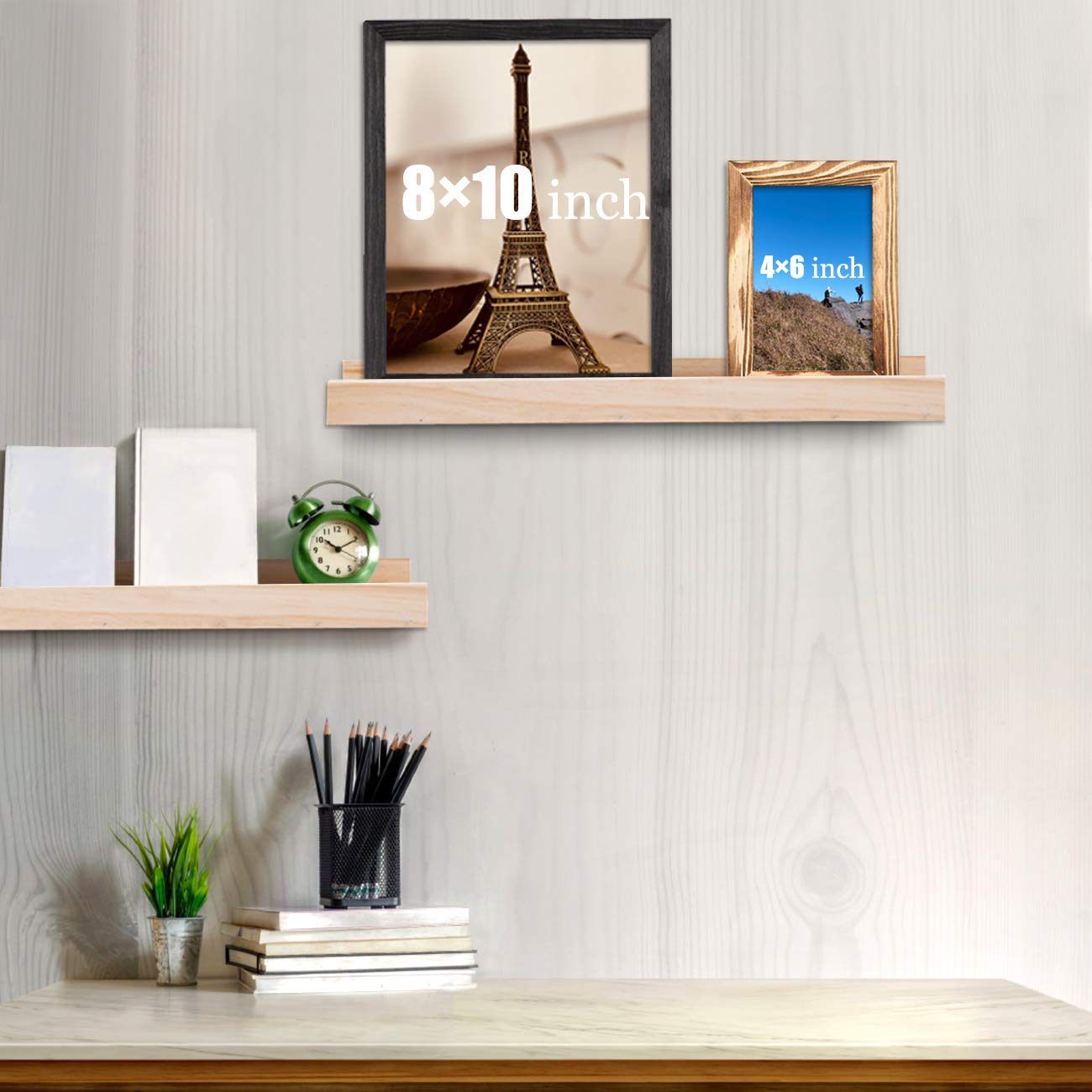 Picture Ledge Shelf  Small Floating Shelves Set Of 2 16 Inches Book For Storage Bookshelf Wall Mounted Living Room Bedroom Decor Books Photo Frames