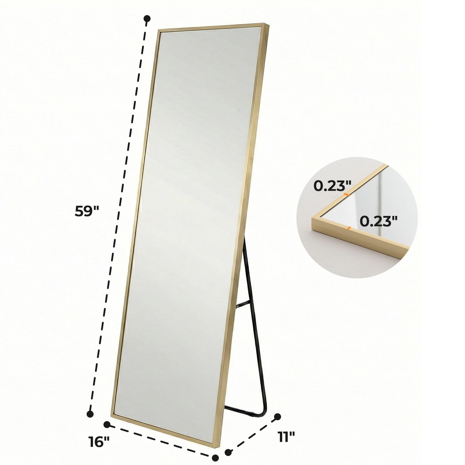 Alvantor 59"/64"/71" Full Length Mirror Floor Standing, Anti-Rust Aluminum Frame, Arch/Rectangle, Black/Gold