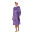 thumbnail image 3 of Aria Women’s Long Sleeve Stretch Velour 44" Sleepwear Nightgown, Sizes XS-5X, 3 of 7