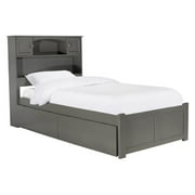Leo & Lacey Twin XL Platform Bed with Footboard and 2 Urban Bed Drawers in Gray