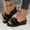 #0353-Black, variant on Summer Slippers for Women, Open Toe Wedge Slides Flat Slides with Adjustable Bow, Cushioned Footbed for All Day Wear Gift