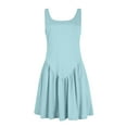 thumbnail image 4 of Sakmal Casual Summer Dresses for Women Sports Solid Pleated Blue Sleeveless Comfort Fit Mid-Length Slip Dress, 4 of 9