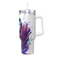 Inside Out 40 Oz Tumbler With Handle And Straw Double Wall Stainless