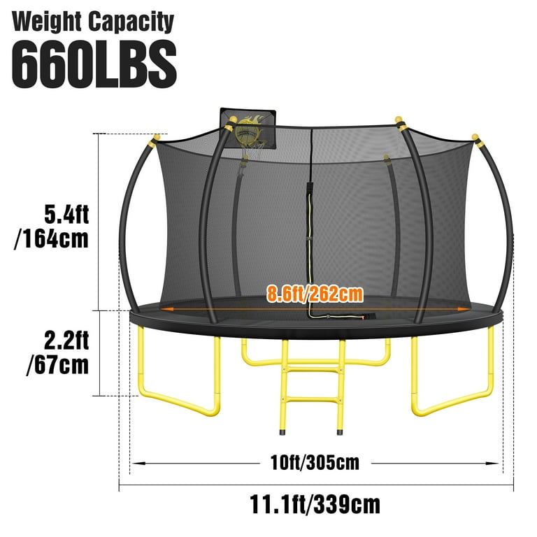 TRIPLE TREE 10FT Trampoline, Outdoor Recreational Trampolines with Basketball Hoop, Ladder, Safety Net, Round Trampolines for Kids, Easy Assembly, TRIPLE TREE 10FT Trampoline, Outdoor Recreational Trampolines with Basketball Hoop, Ladder, Safety Net, Round Trampolines for Kids, Easy Assembly,