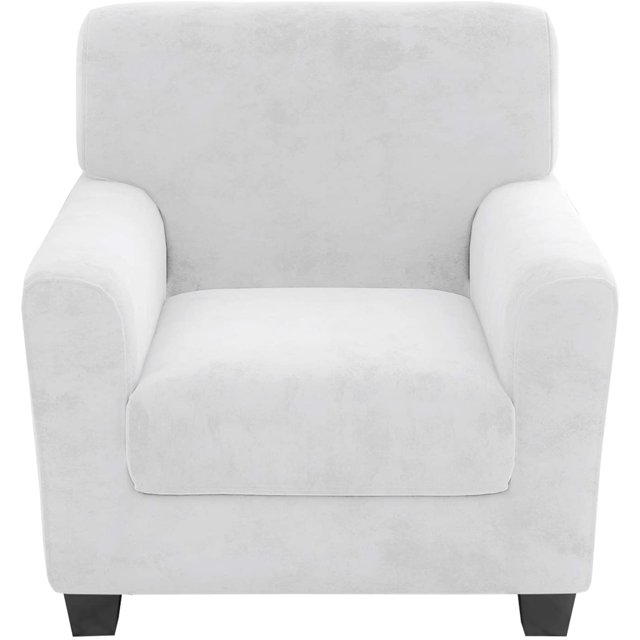 Housse de Canapé en Velours Peluche (Chaise, Blanc)