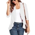 thumbnail image 3 of Anyfit Wear Women Casual Lightweight Cardigan Open Front 3/4 Sleeve Office Wear Solid Knit Cardigan Sweater White XL, 3 of 6