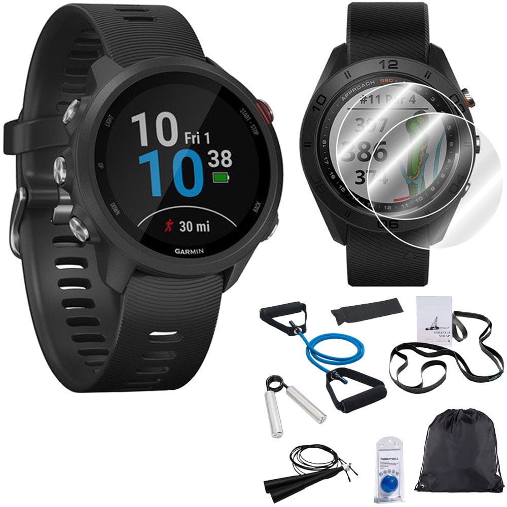 Garmin Forerunner 245 GPS Music Sport Watch (Black) with 7-Piece Fitness Kit Bundle - Walmart