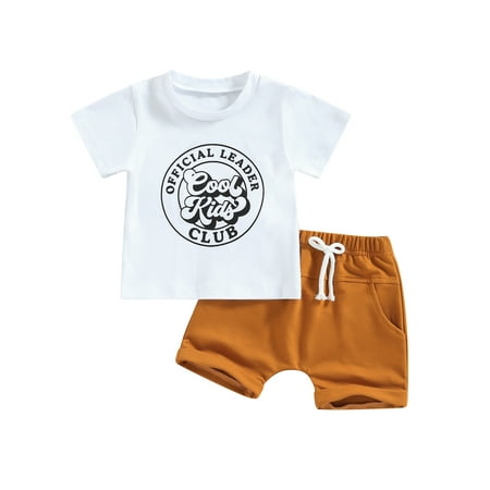 

Bagilaanoe 2pcs Toddler Baby Boy Short Pants Set Short Sleeve Letter Print T Shirt Tops + Shorts 6M 12M 18M 24M 3T Kids Casual Summer Outfits