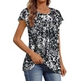thumbnail image 3 of Fantaslook Womens Blouses Dressy Casual Pleated Tunic Tops Floral Ruffle Sleeve Summer Shirts, 3 of 8