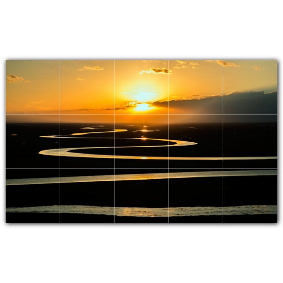 Picture-Tiles.com: River Ceramic Tile Wall Mural WAL500911-53L. 40"W x 24"H using (15) 8" x 8" Ceramic Tiles-Satin Finish