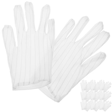 

10 Pairs Anti Static Gloves White Gloves Jewelry Gloves Cleaning Gloves Protective Gloves