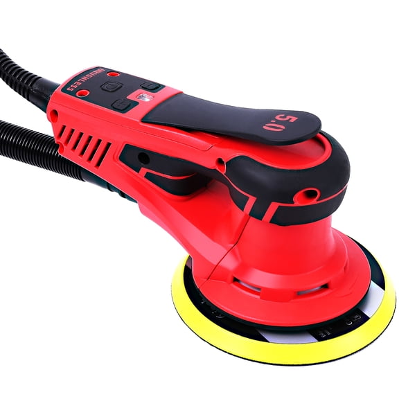 350W Electric Brushless Random Orbital Sander – 6 Adjustable Speeds up to 10,000 RPM, 6-Inch & Sheet Pads, Low Vibration, 12 Sandpapers, Powerful Professional Sander for Woodworking, Carpentry