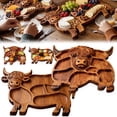 thumbnail image 2 of Highland Cow Wooden Charcuterie Board, Rustic Farmhouse Serving Board Made from Natural Solid Wood with Compartments, Unique Shaped Appetizer Platter for Cheese, Meat, Fruit & Snacks, 2 of 9