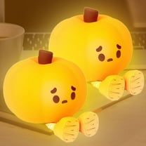 Pumpkin Night Light Rechargeable Soft Lighting Sad Pumpkin Light Innovative Cute Eye Decorative Ponmpkin Silicone Night Light Holloween Night Light Cute Kawaii Personalized Gift for Bedroom Indoor