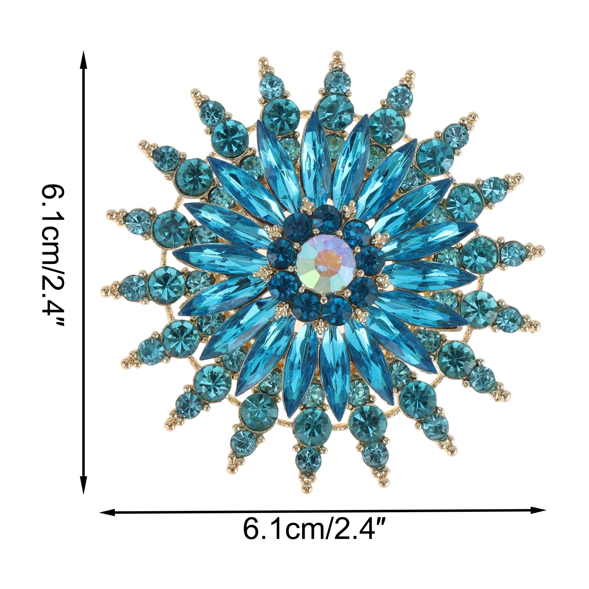 Unique Bargains Sunflower Rhinestone Brooch for Fashionable Accessories and Outfits Blue