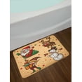 thumbnail image 2 of Christmas Bath Mat, Happy Xmas Character with Stars and Dots Santa Reindeer Elf Snowman, Plush Bathroom Decor Mat with Non Slip Backing, 29.5" X 17.5", Pastel Brown Multicolor, by Ambesonne, 2 of 2