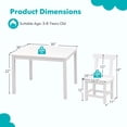 thumbnail image 3 of Costway Wooden Kids Table and 2 Chairs Set with Rubber Wood Legs Anti-slip Foot Pads White, 3 of 10
