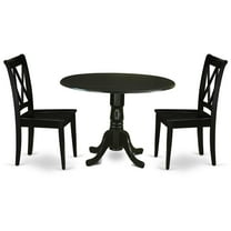 East West Furniture Dublin Table and X-back Chairs with Wood Seat in Black