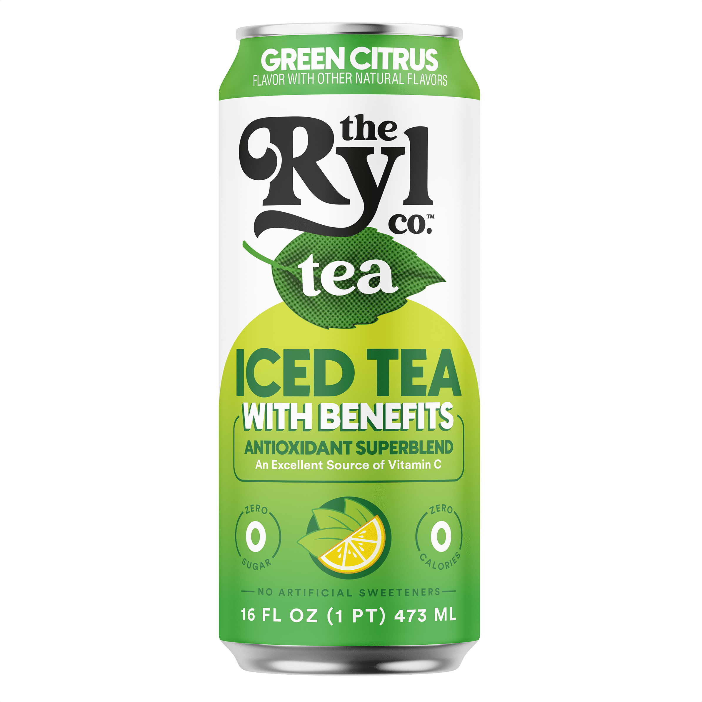 (6 pack) Ryl Iced Green Tea Citrus, Zero Sugar Antioxidant Green Tea, 16 fl oz Ready-to-Drink Can, No Artificial Sweeteners